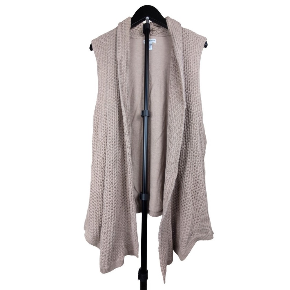 Beige Women's‎ Open-front Sleeveless Knit Cardigan Vest 2X Boho Prairie Festival